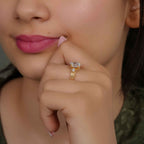 Vintage Three Stone Round Oval Moissanite Diamond Engagement Ring - JBR Jeweler