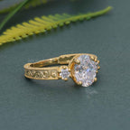 Vintage Three Stone Round Oval Moissanite Diamond Engagement Ring - JBR Jeweler