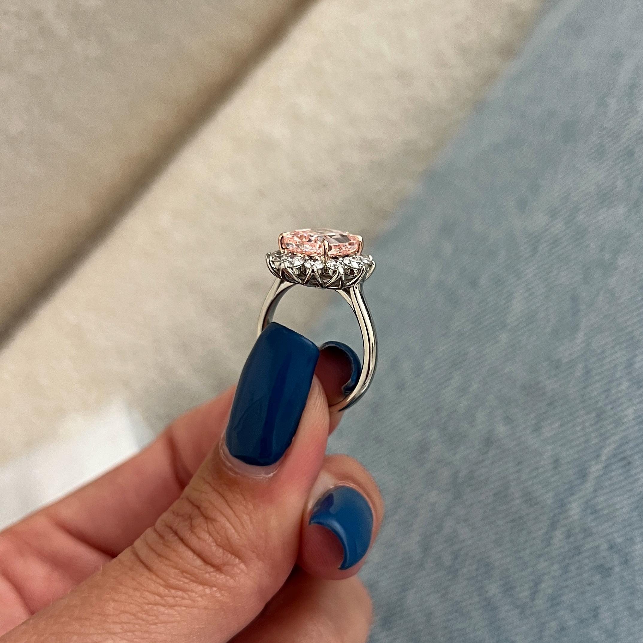 Vintage Diana Ring with 3CT Pink Lab Diamond