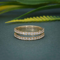 White Gold Half Eternity Stacking Solitaire Enhancer Moissanite Wedding Band