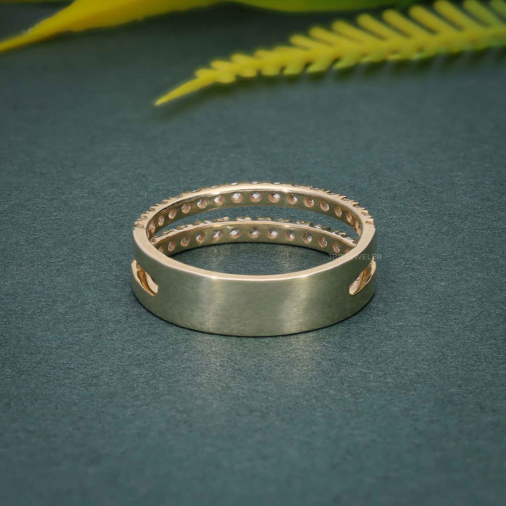 White Gold Half Eternity Stacking Solitaire Enhancer Moissanite Wedding Band - JBR Jeweler