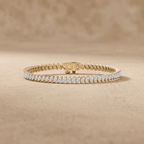 Yellow Gold Diamond Bracelet Marquise Link Tennis Style