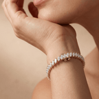 Yellow Gold Diamond Bracelet Marquise Link Tennis Style