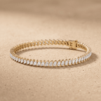 Yellow Gold Diamond Bracelet Marquise Link Tennis Style