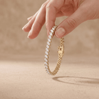 Yellow Gold Diamond Bracelet Marquise Link Tennis Style