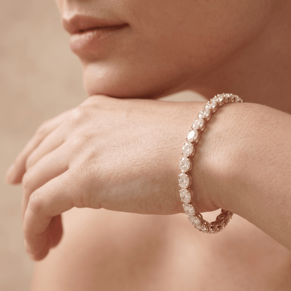 Yellow Gold Diamond Tennis Bracelet Oval Diamonds