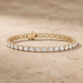 Yellow Gold Diamond Tennis Bracelet Oval Diamonds