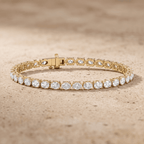 Yellow Gold Diamond Tennis Bracelet Oval Diamonds