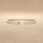 Yellow Gold Diamond Tennis Bracelet Oval Diamonds