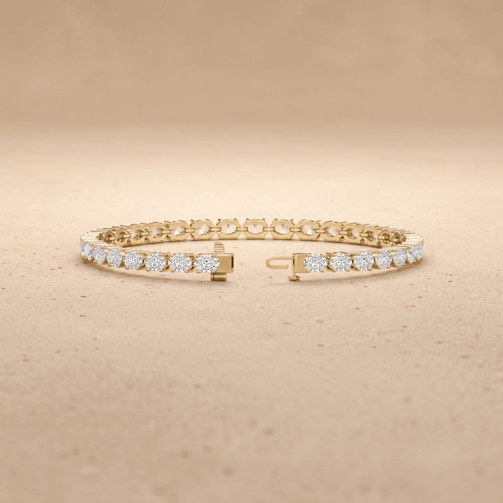 Yellow Gold Diamond Tennis Bracelet Oval Diamonds