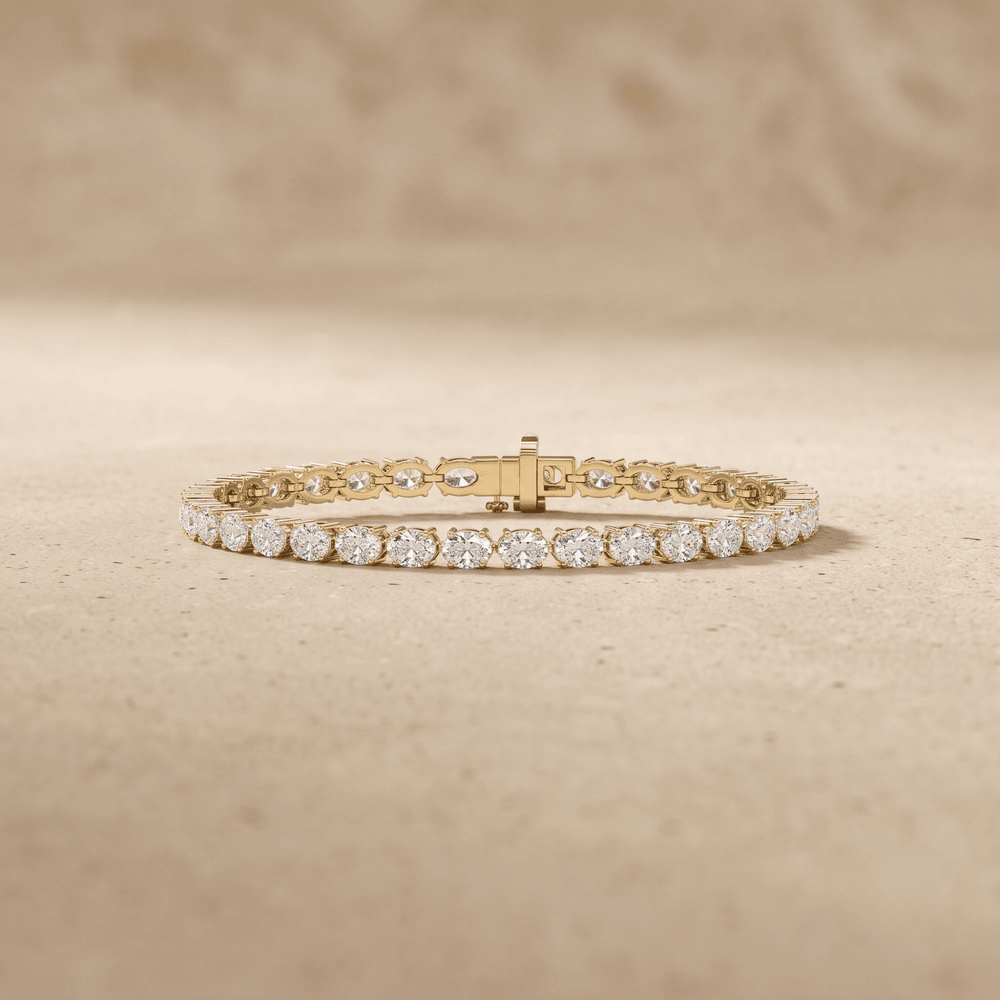 Yellow Gold Diamond Tennis Bracelet Oval Diamonds