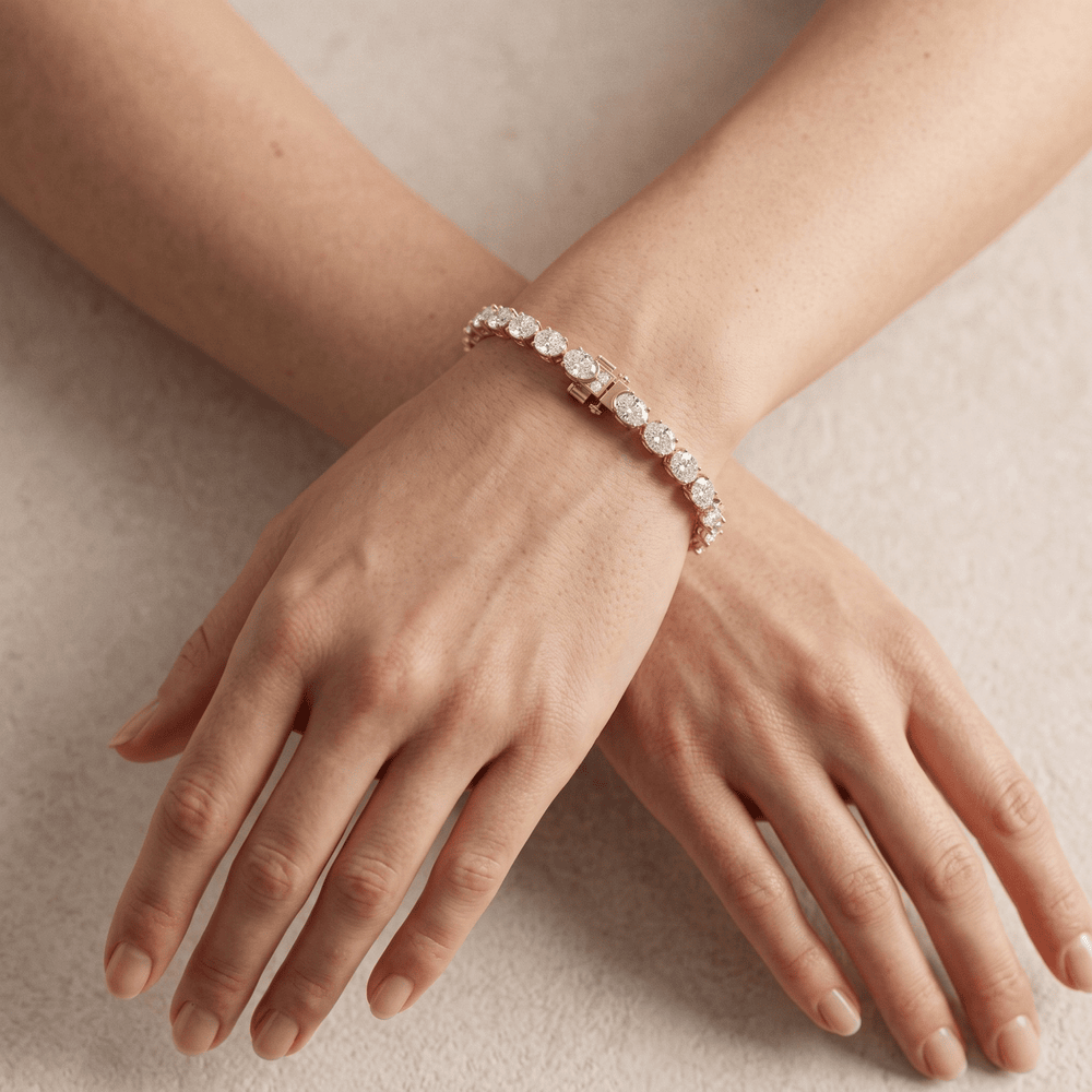 Yellow Gold Diamond Tennis Bracelet Oval Diamonds