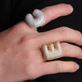 A-Z Letters Iced Out Moissanite Diamond Customizable Ring, Personalized Ring - JBR Jeweler