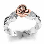 Alternative Leaf Design Flower Sterling Silver Ring - JBR Jeweler