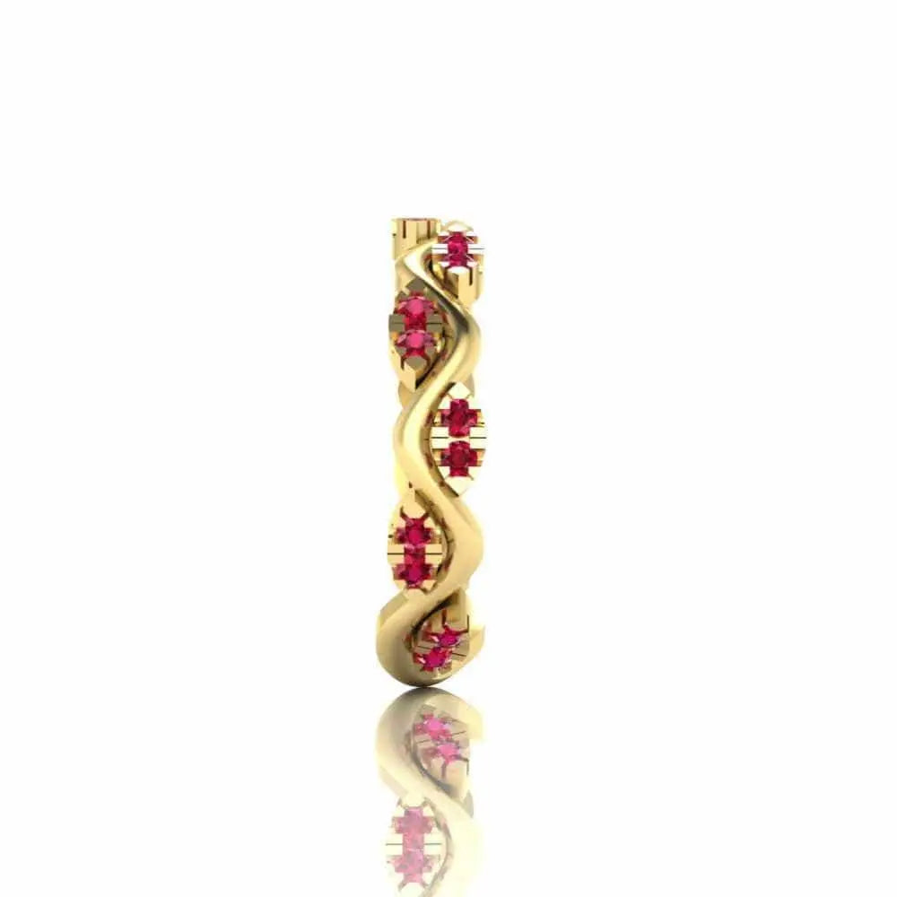 Alternative Zig Zag Ruby Accent Eternity Women's Band in Sterling Silver - JBR Jeweler
