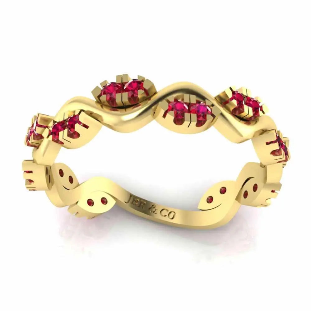 Alternative Zig Zag Ruby Accent Eternity Women's Band in Sterling Silver - JBR Jeweler