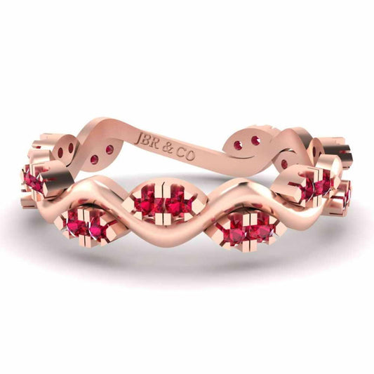 Alternative Zig Zag Ruby Accent Eternity Women's Band in Sterling Silver - JBR Jeweler