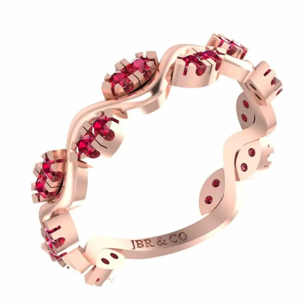Alternative Zig Zag Ruby Accent Eternity Women's Band in Sterling Silver - JBR Jeweler
