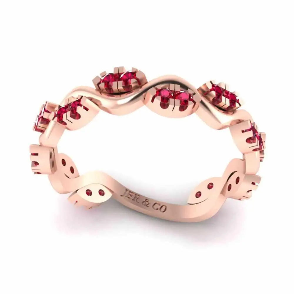 Alternative Zig Zag Ruby Accent Eternity Women's Band in Sterling Silver - JBR Jeweler
