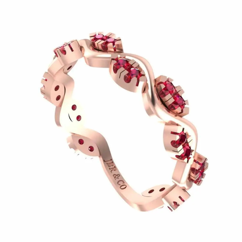 Alternative Zig Zag Ruby Accent Eternity Women's Band in Sterling Silver - JBR Jeweler
