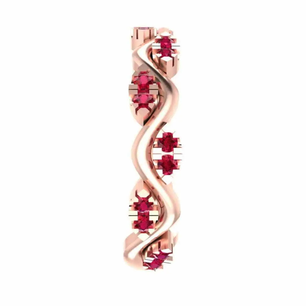 Alternative Zig Zag Ruby Accent Eternity Women's Band in Sterling Silver - JBR Jeweler