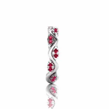 Alternative Zig Zag Ruby Accent Eternity Women's Band in Sterling Silver - JBR Jeweler