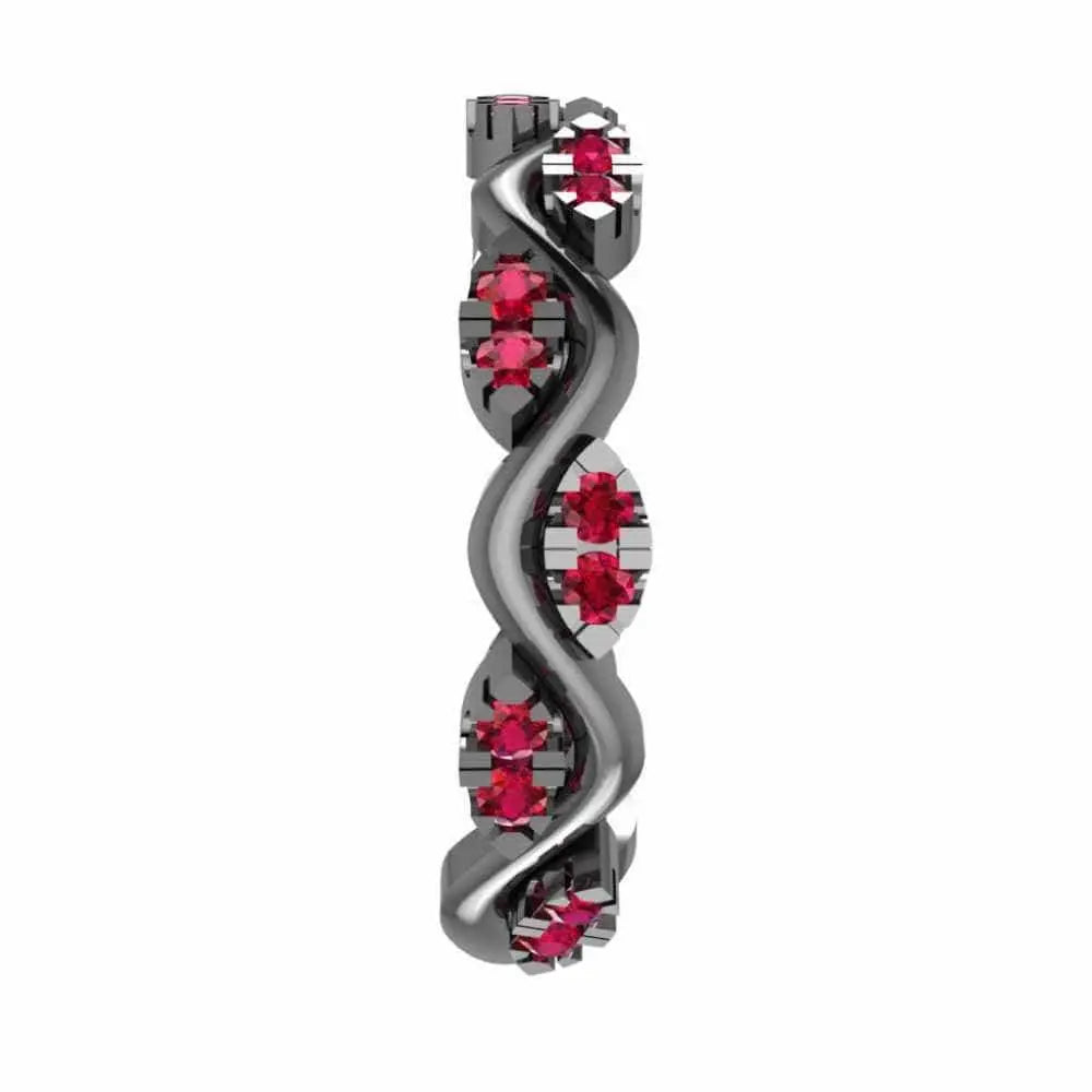 Alternative Zig Zag Ruby Accent Eternity Women's Band in Sterling Silver - JBR Jeweler