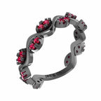 Alternative Zig Zag Ruby Accent Eternity Women's Band in Sterling Silver - JBR Jeweler