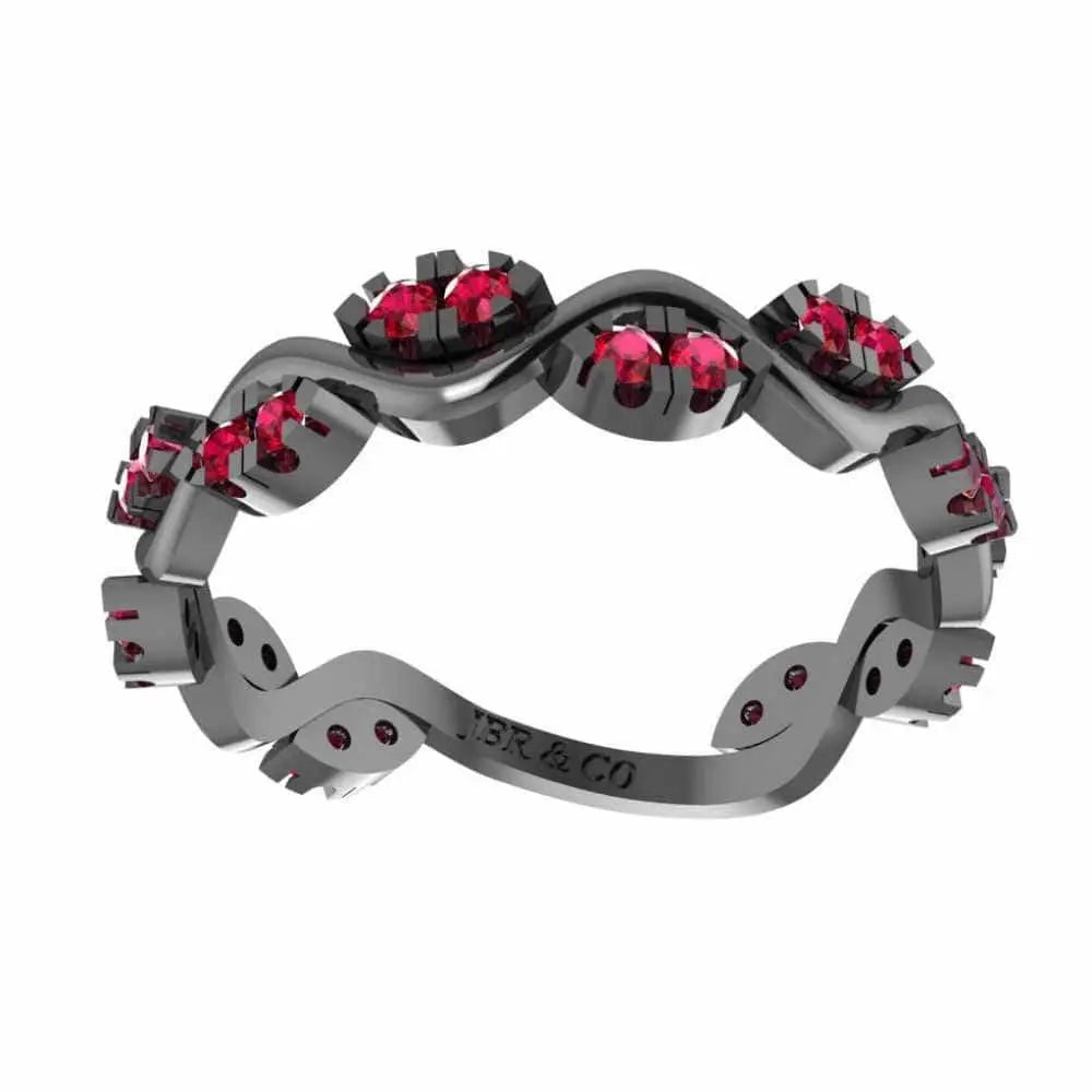 Alternative Zig Zag Ruby Accent Eternity Women's Band in Sterling Silver - JBR Jeweler