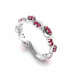 Alternative Zig Zag Ruby Accent Eternity Women's Band in Sterling Silver - JBR Jeweler