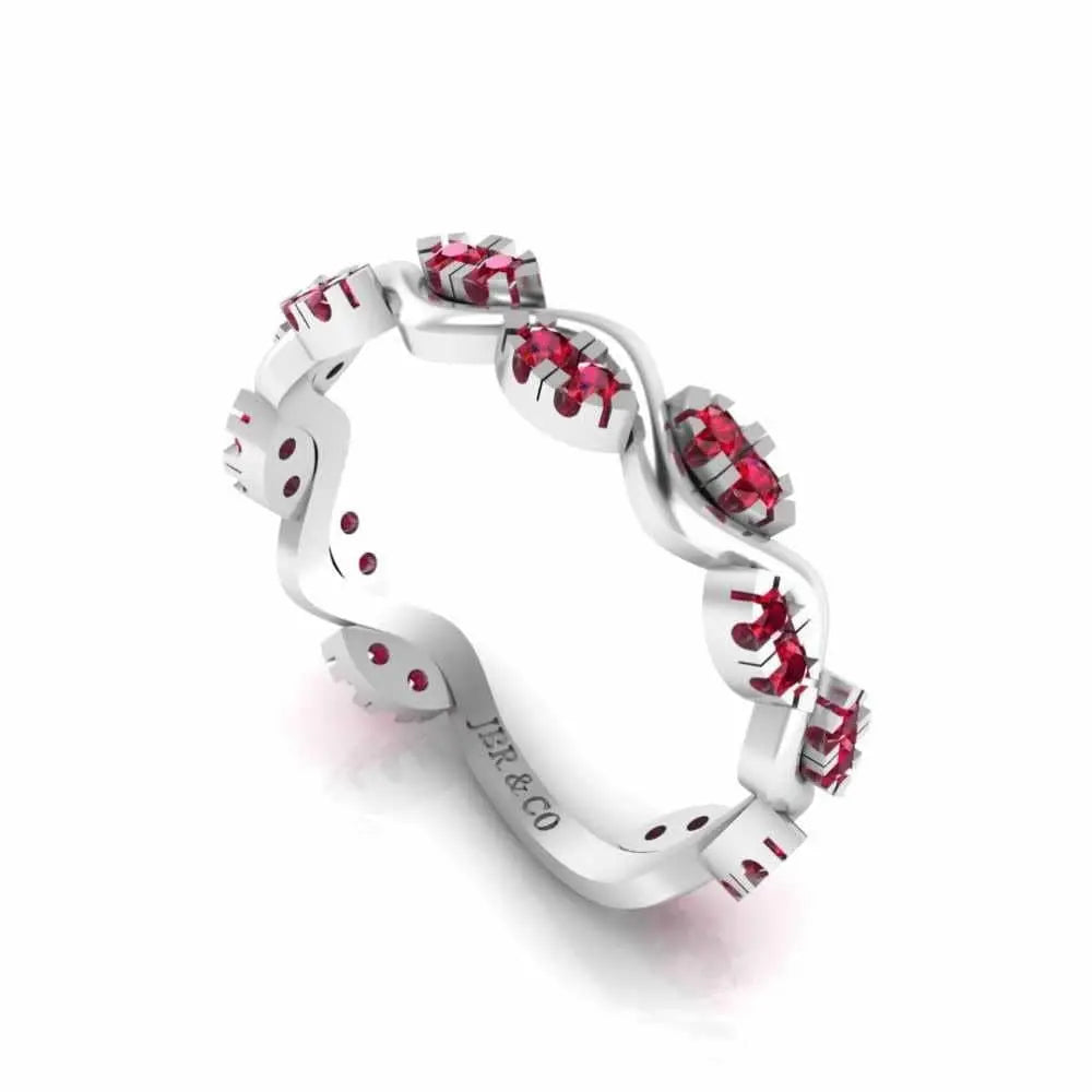 Alternative Zig Zag Ruby Accent Eternity Women's Band in Sterling Silver - JBR Jeweler