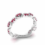 Alternative Zig Zag Ruby Accent Eternity Women's Band in Sterling Silver - JBR Jeweler