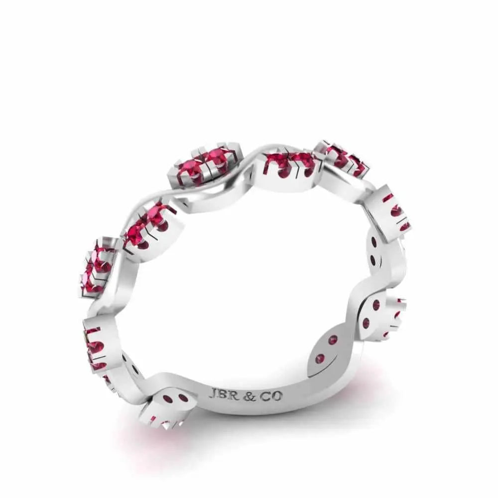 Alternative Zig Zag Ruby Accent Eternity Women's Band in Sterling Silver - JBR Jeweler