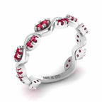 Alternative Zig Zag Ruby Accent Eternity Women's Band in Sterling Silver - JBR Jeweler