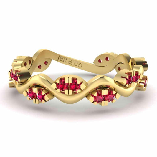 Alternative Zig Zag Ruby Accent Eternity Women's Band in Sterling Silver - JBR Jeweler