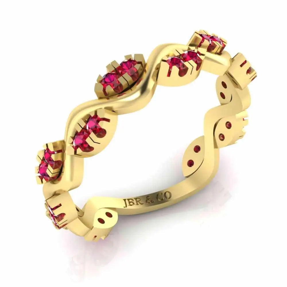 Alternative Zig Zag Ruby Accent Eternity Women's Band in Sterling Silver - JBR Jeweler