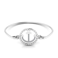 Anchor Charm Sterling Silver Bangle Bracelet - JBR Jeweler