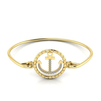 Anchor Charm Sterling Silver Bangle Bracelet - JBR Jeweler