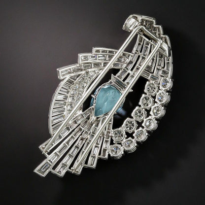 Antique 2.60Ct Pear aquamarine Moissanites Women's Wedding Pin Art Deco Brooch - JBR Jeweler