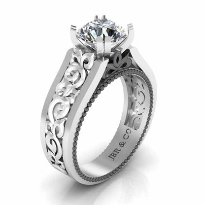 Antique Filigree Solitaire Sterling Silver Ring - JBR Jeweler