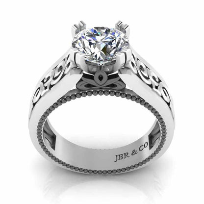 Antique Filigree Solitaire Sterling Silver Ring - JBR Jeweler