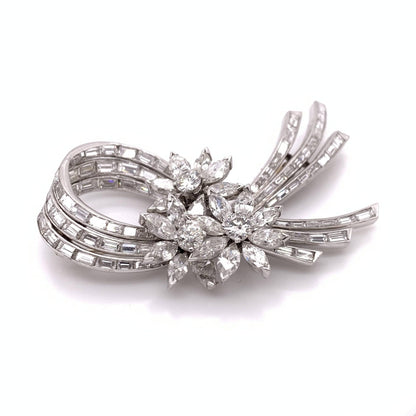 Antique Vintage Moissanite Diamond Women's Wedding Spray Pin Art Deco Brooch - JBR Jeweler