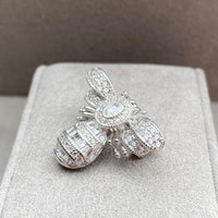 Art Deco Inspired White Gold honey Bee Brooch Lapel Pin - JBR Jeweler