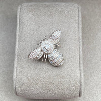 Art Deco Inspired White Gold honey Bee Brooch Lapel Pin - JBR Jeweler