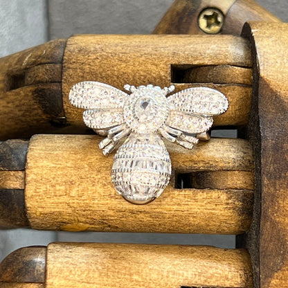 Art Deco Inspired White Gold honey Bee Brooch Lapel Pin - JBR Jeweler