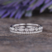 Art Deco Milgrain Eternity Stacking Band Simple Wedding Band - JBR Jeweler