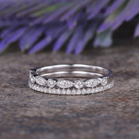 Art Deco Milgrain Eternity Stacking Band Simple Wedding Band - JBR Jeweler