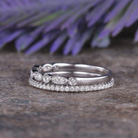 Art Deco Milgrain Eternity Stacking Band Simple Wedding Band - JBR Jeweler