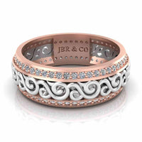 Art Deco Style Two Tone Sterling Silver Women's Band - JBR Jeweler