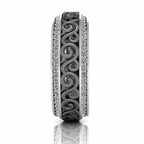 Art Deco Style Two Tone Sterling Silver Women's Band - JBR Jeweler